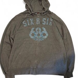 686 Men's Grey and Brown Hoodie